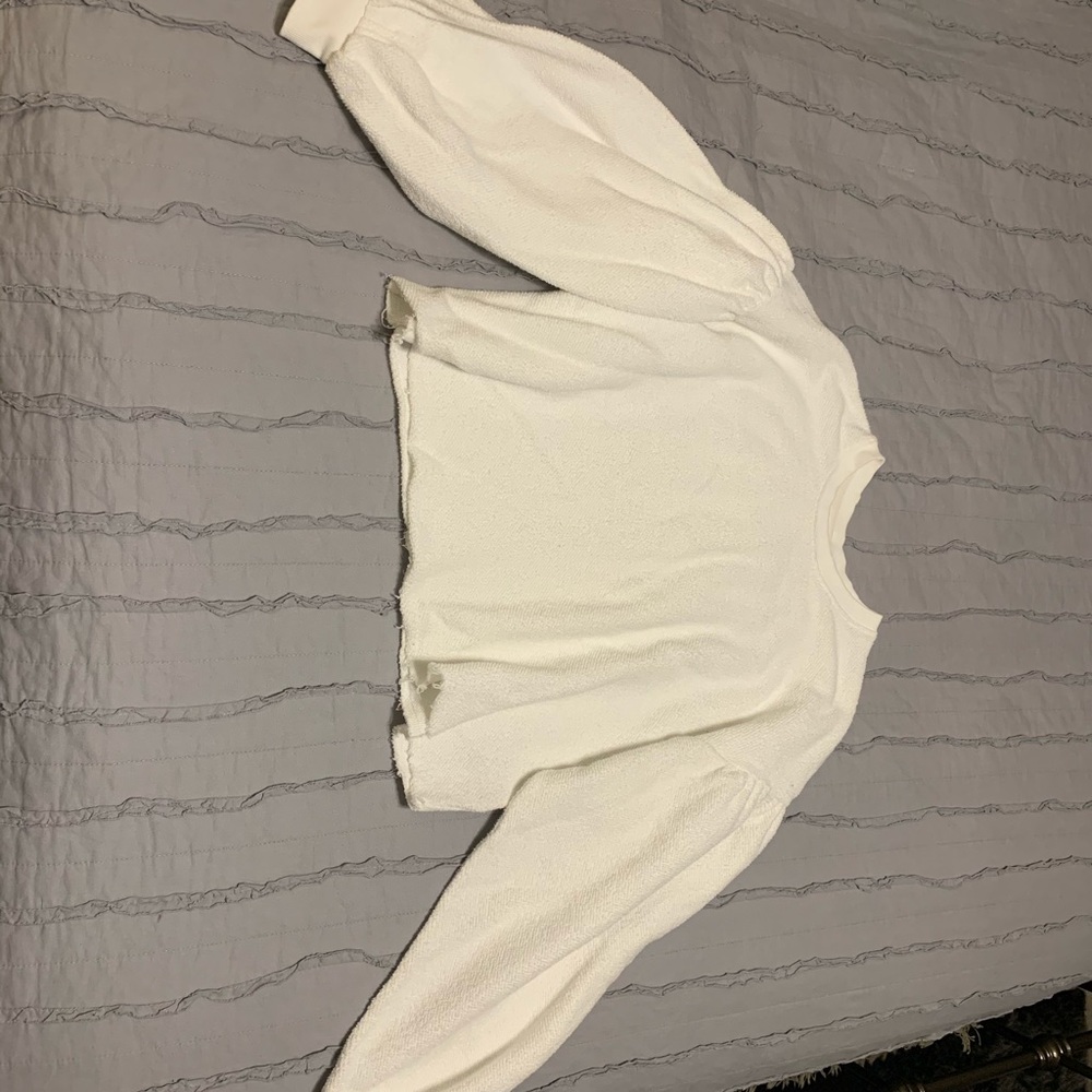 Free People Cropped Balloon Sleeve Sweatshirt